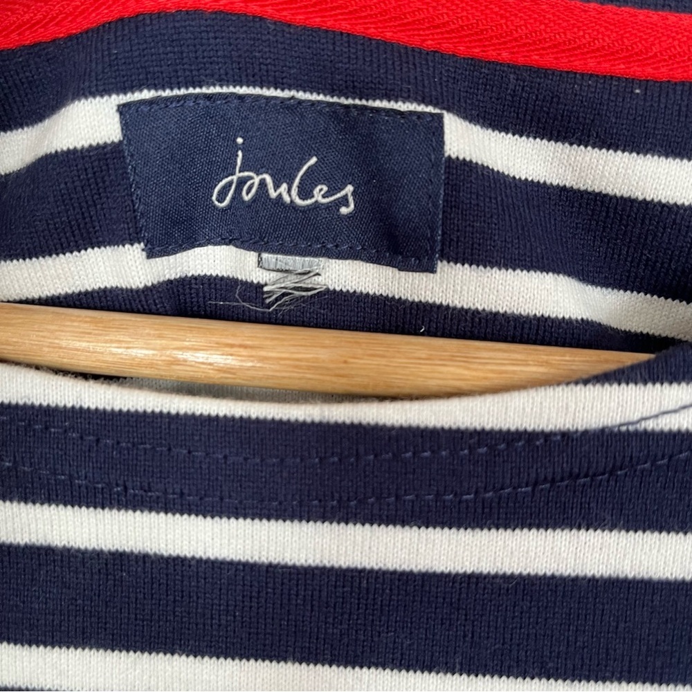 Joules Harbour Luxe Stripe Sequin “Merry” Cotton Long Sleeve Holiday Top Small - Picture 6 of 7